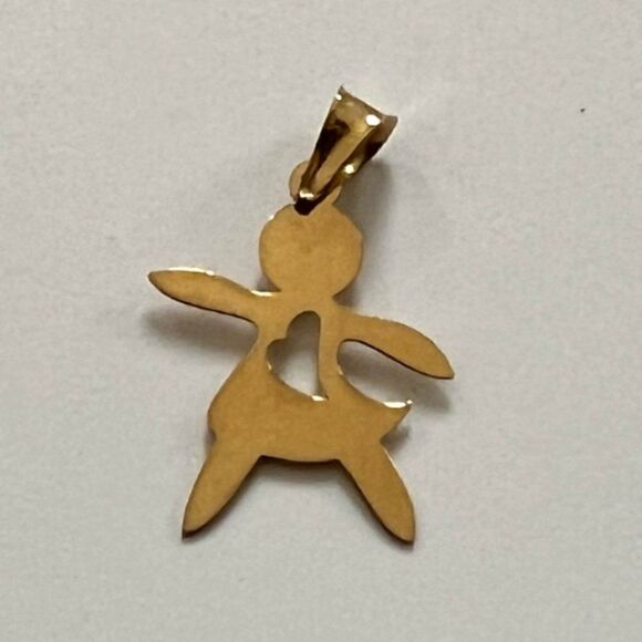 14k Solid Gold Little Girl Charm Pendant - Minimalist Jewelry Gift for Sister | - Picture 4 of 10
